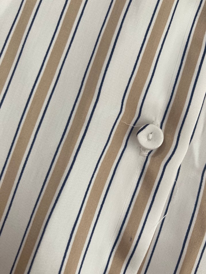 Bej Çizgili Uzun Kollu Kadın Gömlek - Görsel 3