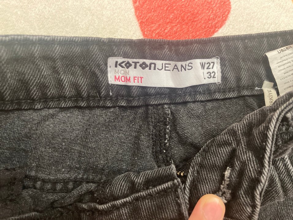 Yüksek Bel Gri Mom Jean Kot Pantolon - Görsel 5