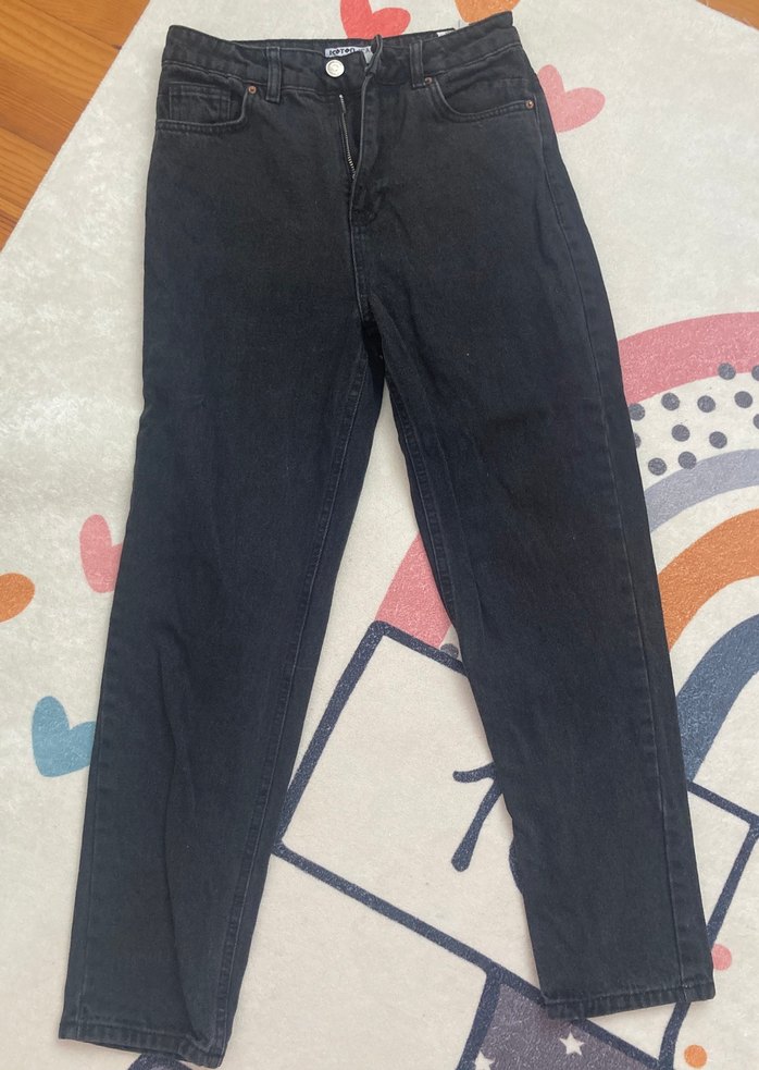 Yüksek Bel Gri Mom Jean Kot Pantolon - Görsel 2