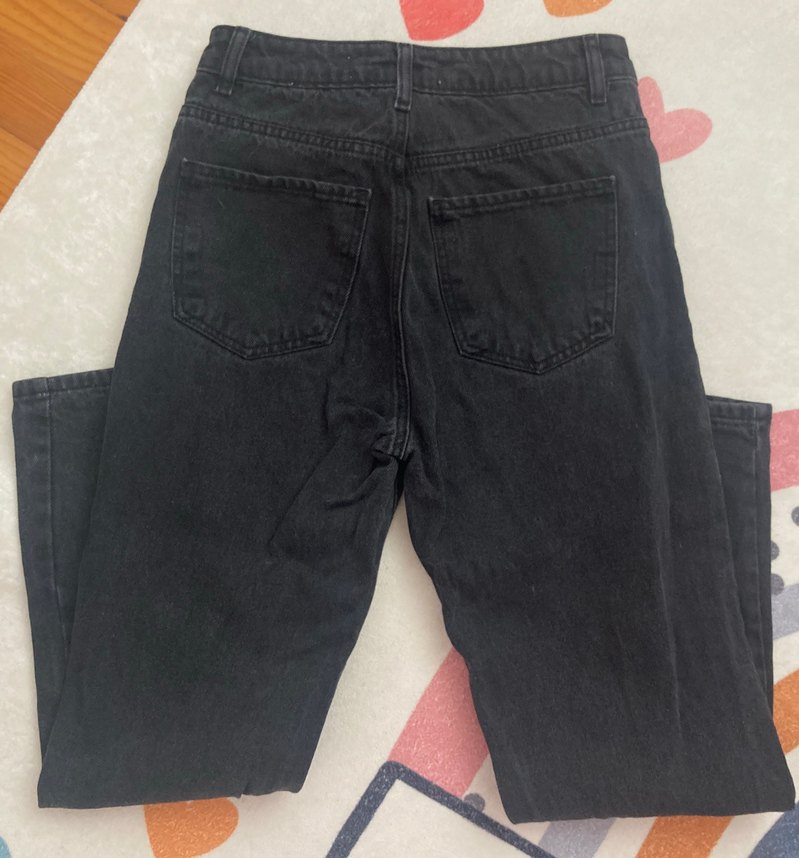 Yüksek Bel Gri Mom Jean Kot Pantolon - Görsel 4