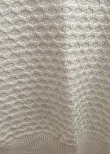 V Yaka Uzun Kollu Örgü Beyaz Kadın Kazak - Görsel 2