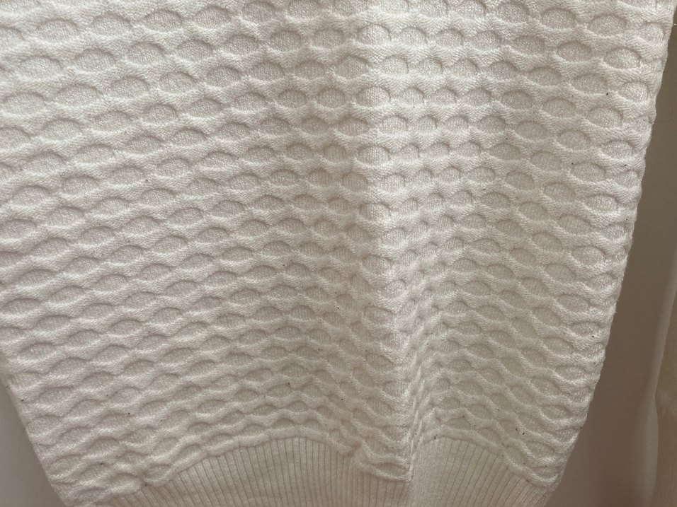 V Yaka Uzun Kollu Örgü Beyaz Kadın Kazak - Görsel 2