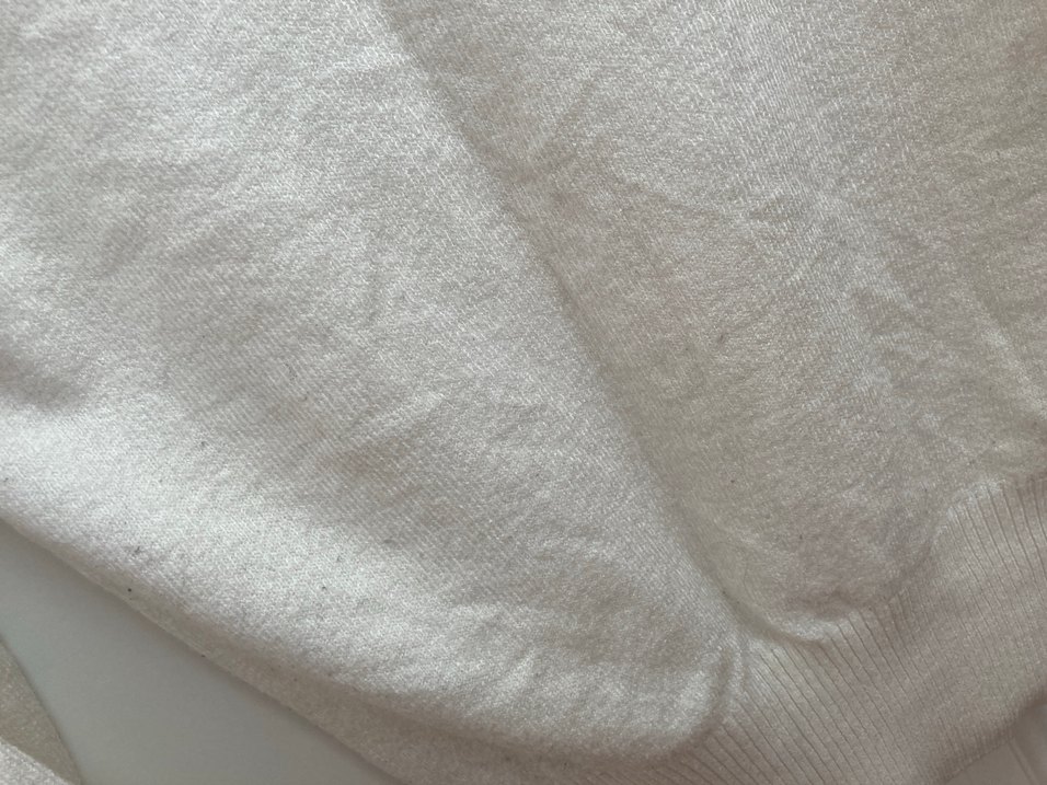 V Yaka Uzun Kollu Örgü Beyaz Kadın Kazak - Görsel 4