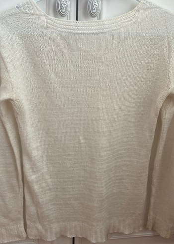 Beyaz V Yaka Triko Kazak - Görsel 3