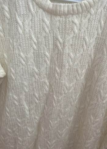 Beyaz Örgü Kadın Kazak - Görsel 2