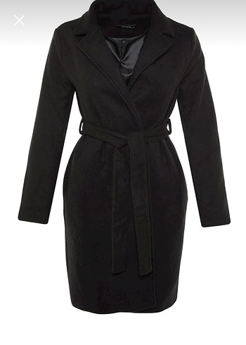 Siyah kaşe Kaban kemerli - Görsel 2