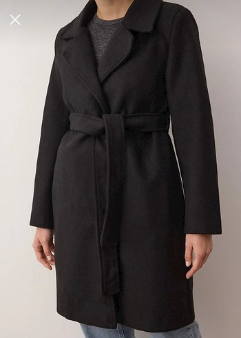 Siyah kaşe Kaban kemerli - Görsel 4