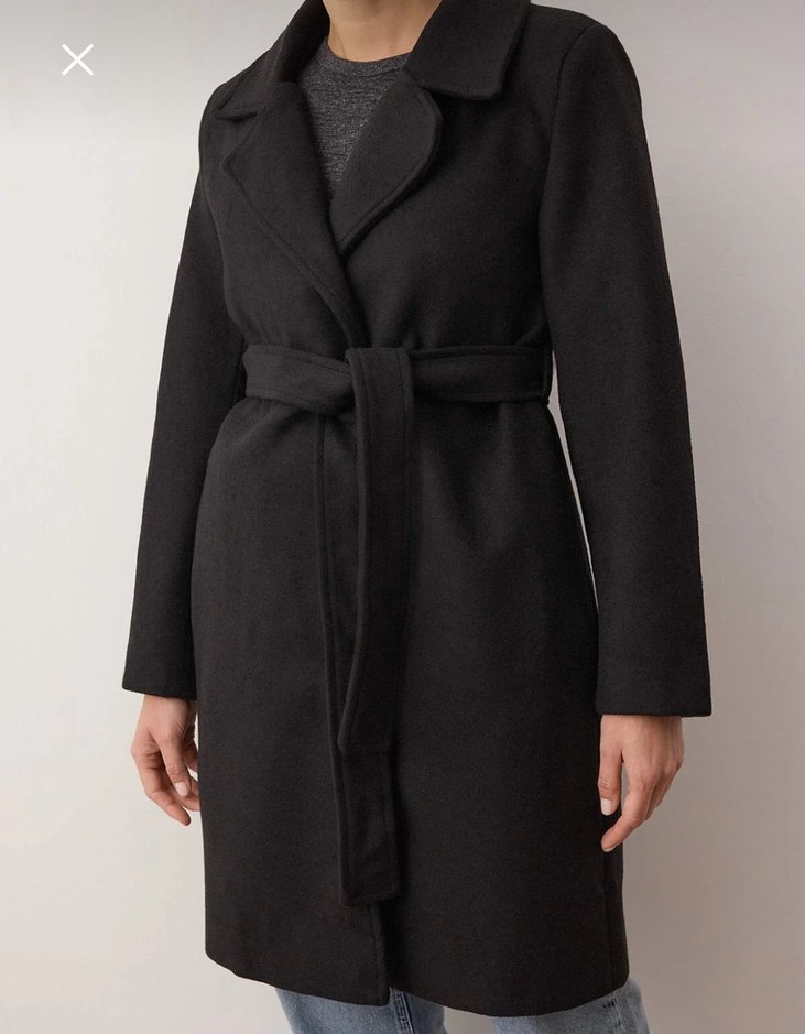 Siyah kaşe Kaban kemerli - Görsel 4