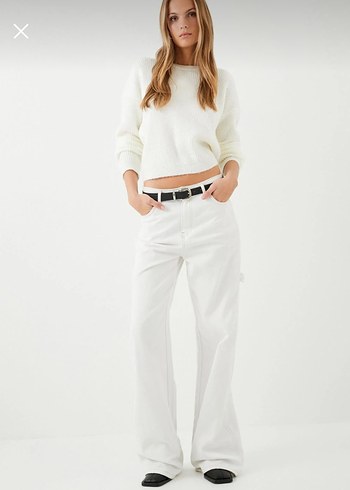 Beyaz Oversize Kadın Triko Kazak - Görsel 5