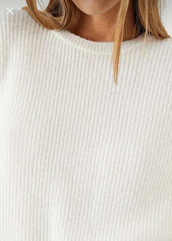 Beyaz Oversize Kadın Triko Kazak - Görsel 4