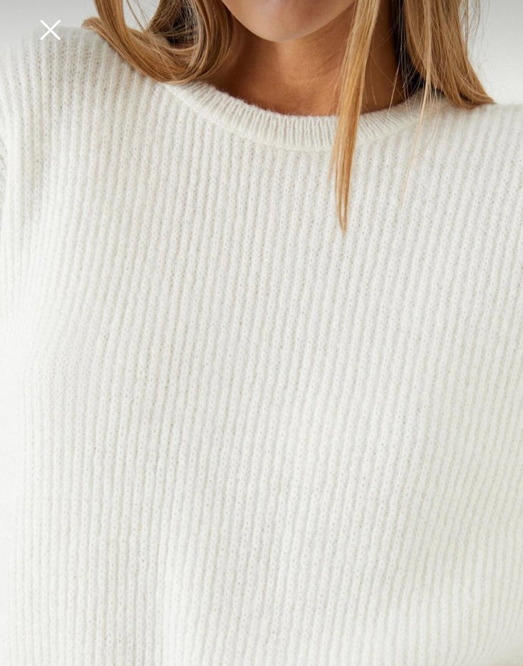 Beyaz Oversize Kadın Triko Kazak - Görsel 4