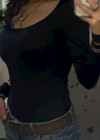 Siyah Kadın Uzun Kollu çıtçıtlı Body - Görsel 5