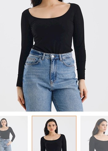 Siyah Kadın Uzun Kollu çıtçıtlı Body - Görsel 6