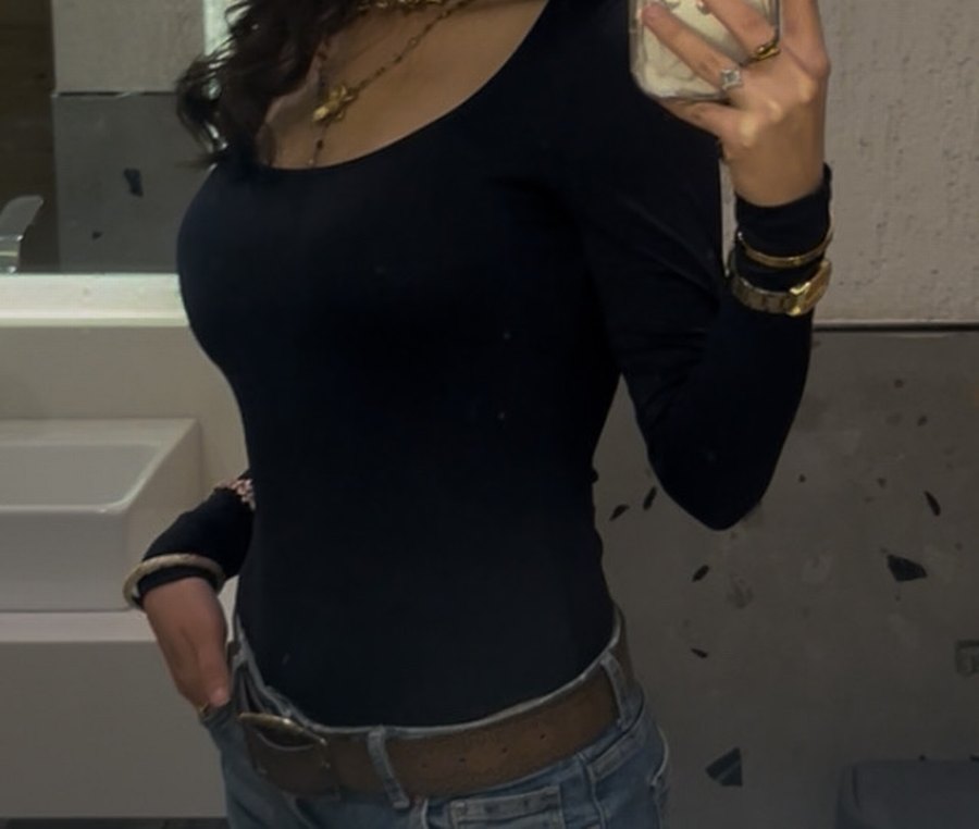 Siyah Kadın Uzun Kollu çıtçıtlı Body - Görsel 5