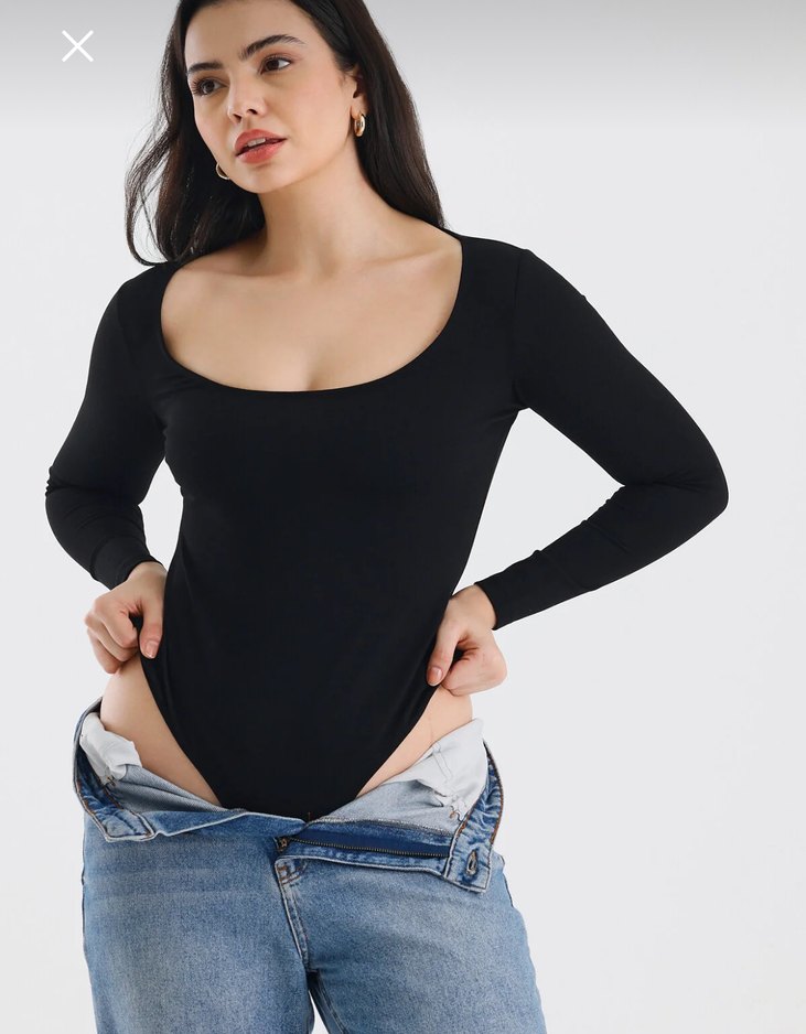 Siyah Kadın Uzun Kollu çıtçıtlı Body - Görsel 3