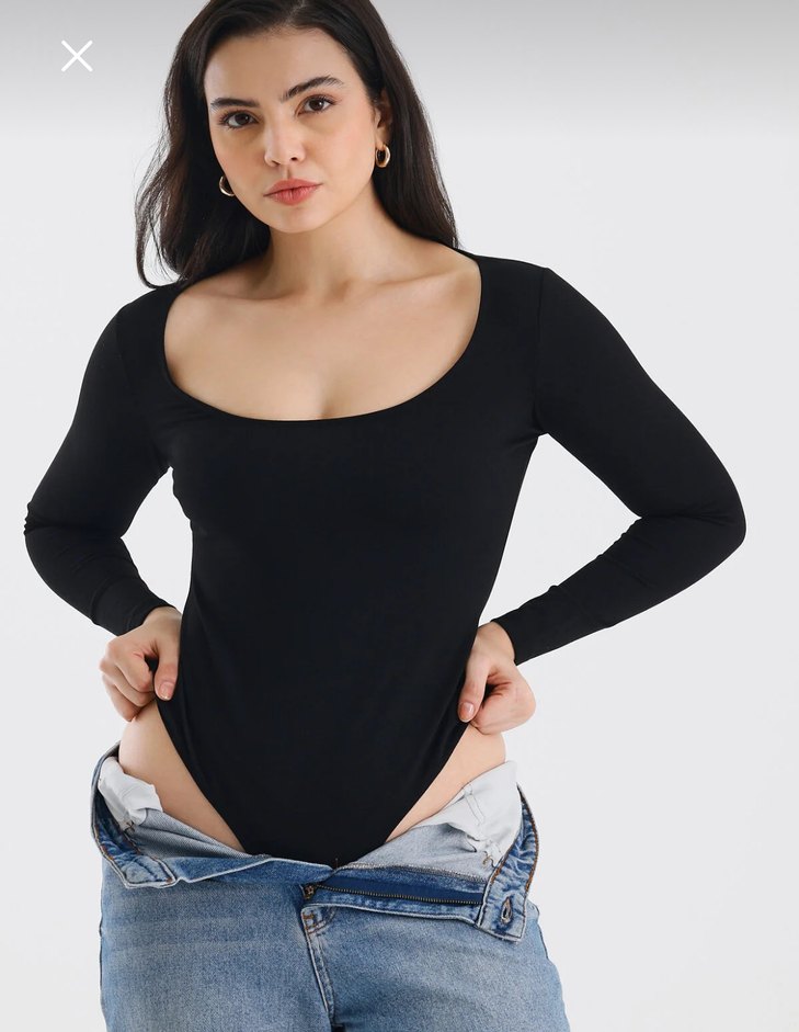 Siyah Kadın Uzun Kollu çıtçıtlı Body - Görsel 2