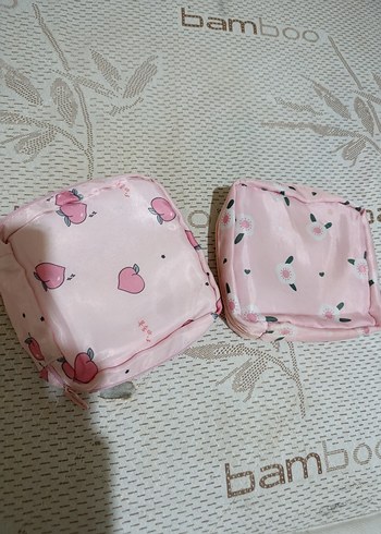 Fermuarlı Pembe Desenli Kadın Makyaj Çantası