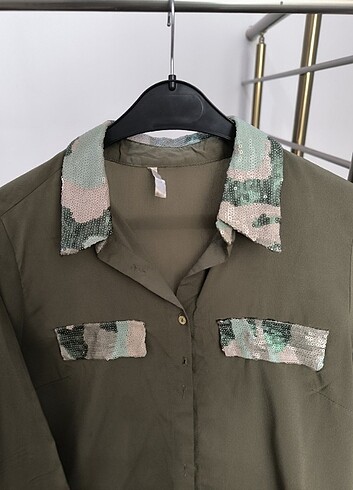 Haki yeşili gömlek  - Görsel 4