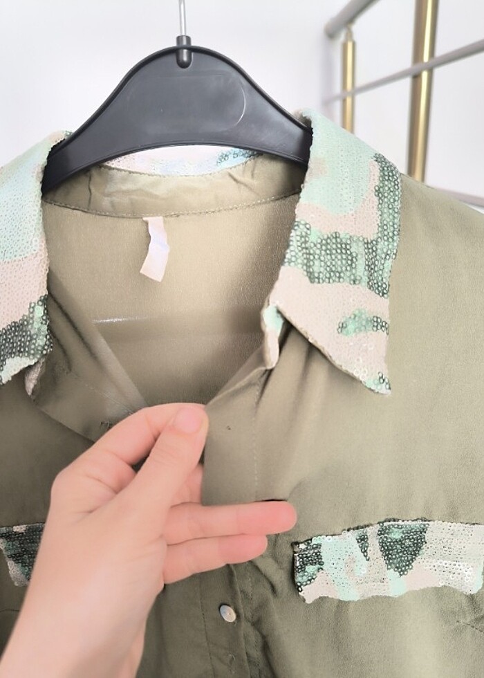 Haki yeşili gömlek  - Görsel 3