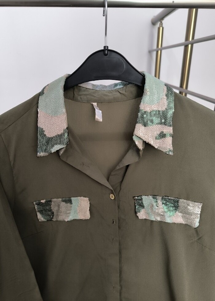 Haki yeşili gömlek  - Görsel 4