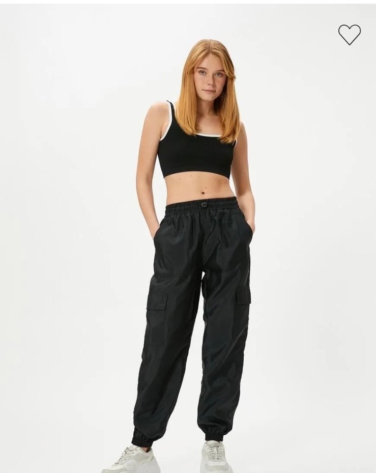 Kadın Siyah Rahat Kesim Jogger Pantolon - Görsel 2