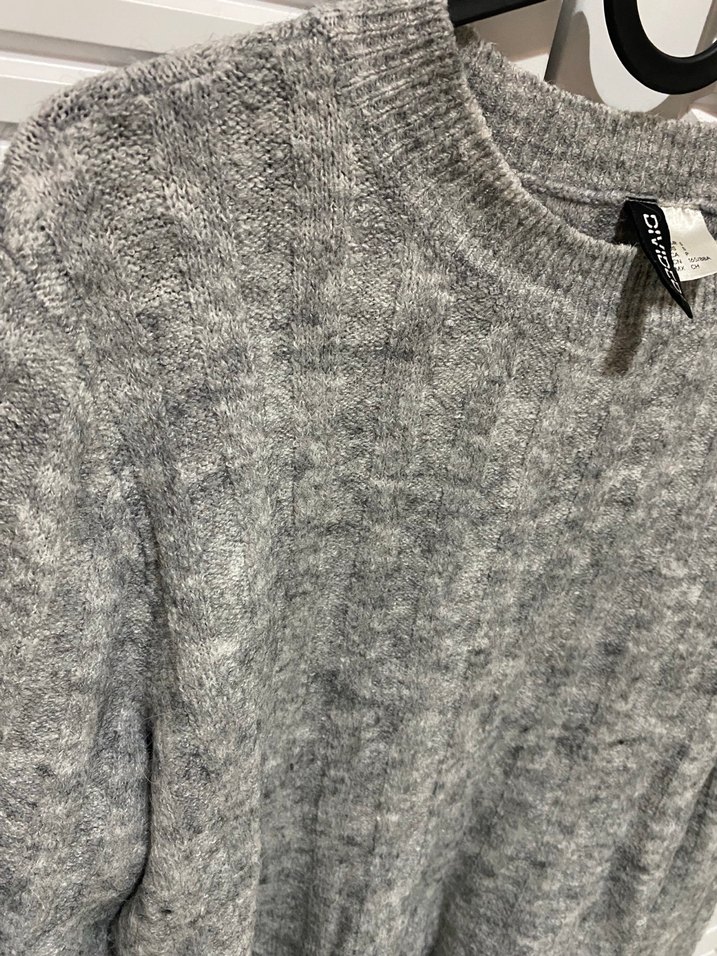 Gri Kadın Triko Uzun Kollu Kazak - Görsel 3