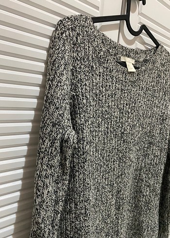 Gri Örgü Kadın Uzun Kollu Kazak - Görsel 3