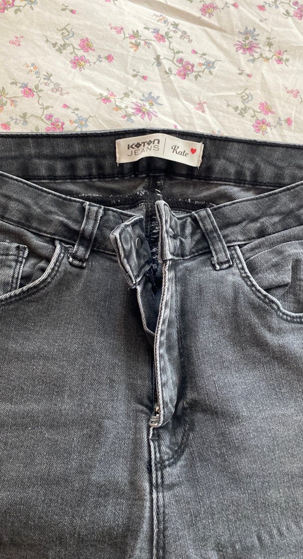 Gri Dar Kesim Kadın Midi Boy Kot Pantolon - Görsel 4