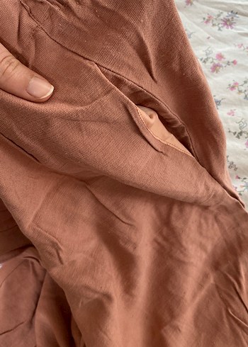 Kadın Bohem Tarz Bol Kesim Midi Keten Pantolon - Görsel 3