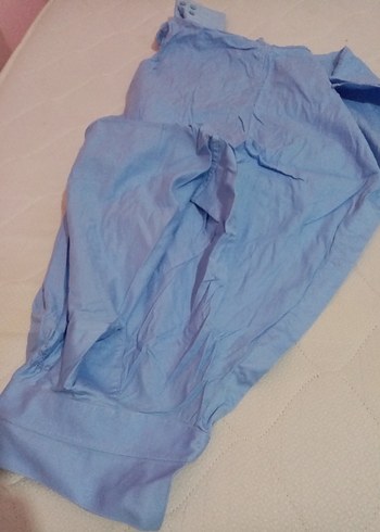 mavi Düğmeli uzun Kollu Gömlek - Görsel 4