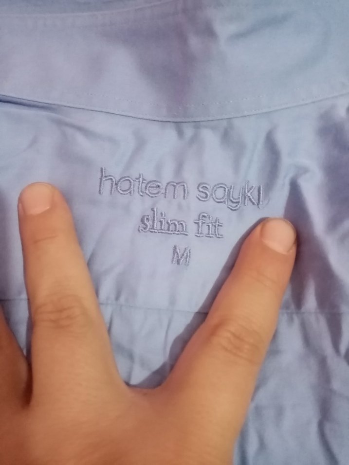 mavi Düğmeli uzun Kollu Gömlek - Görsel 5