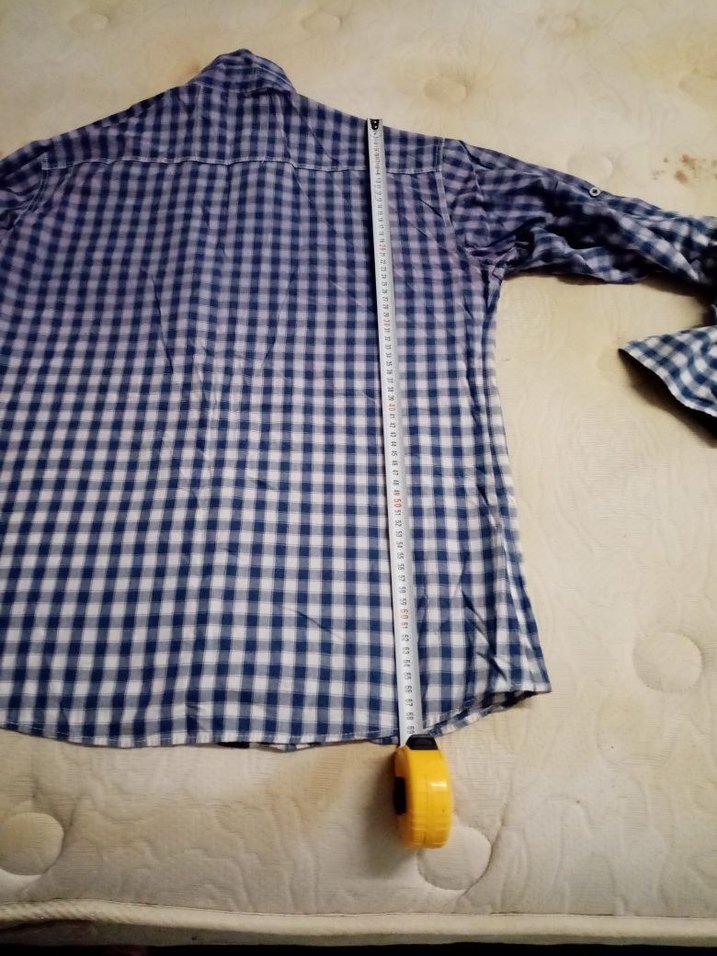 Düğmeli Erkek Gömlek,uzun Kollu, mavi Kareli - Görsel 3