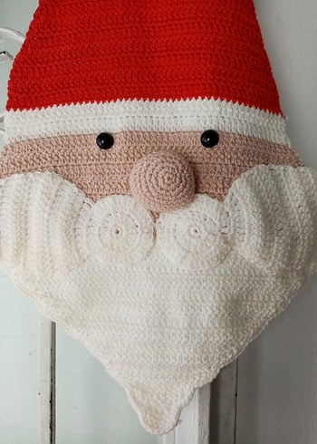 Renkli Nakışlı Örgü Noel Baba kapı süsü - Görsel 4