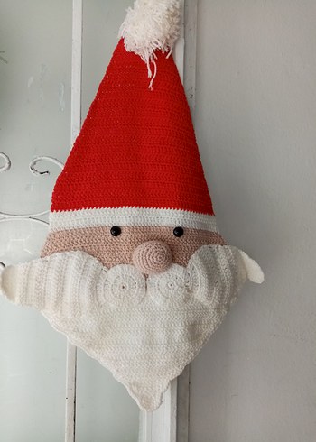 Renkli Nakışlı Örgü Noel Baba kapı süsü - Görsel 2