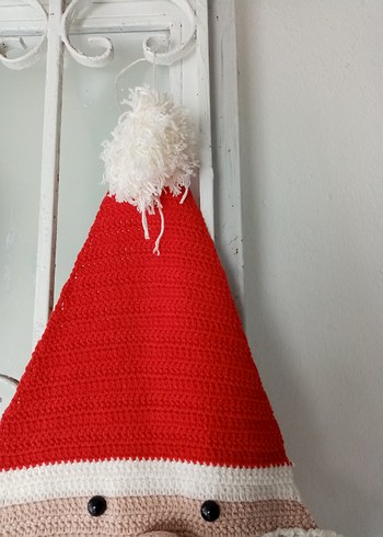 Renkli Nakışlı Örgü Noel Baba kapı süsü - Görsel 3