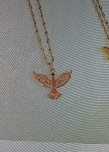 Altın Renkli İşlemeli Zincir Kolye - Görsel 5