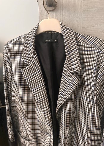 Koton Kadın Gri Ekose Midi Blazer - Görsel 3