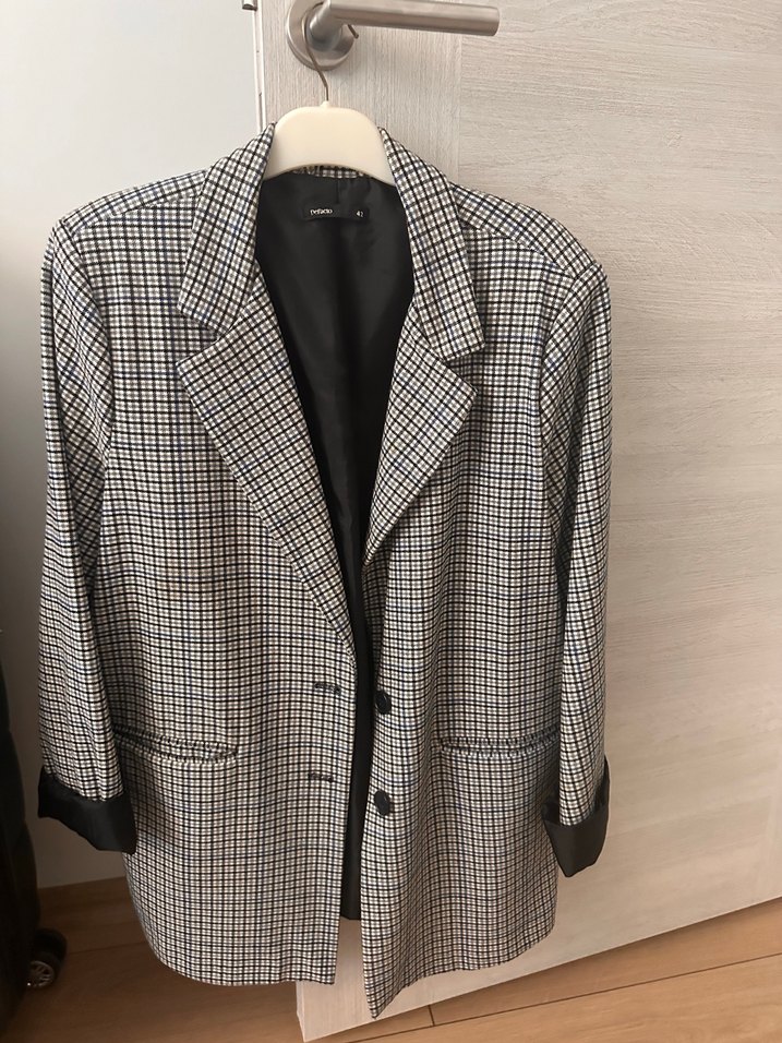 Koton Kadın Gri Ekose Midi Blazer - Görsel 2