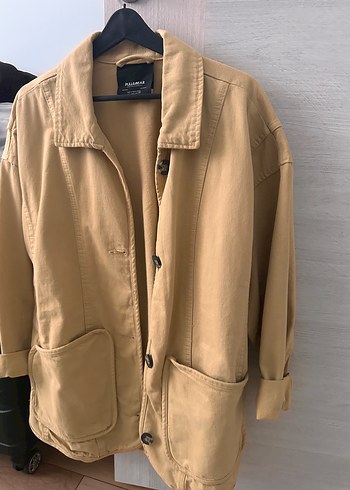 Düğmeli Bej Midi Keten Kadın Ceket - Görsel 2