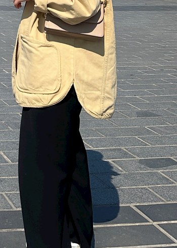 Düğmeli Bej Midi Keten Kadın Ceket - Görsel 4