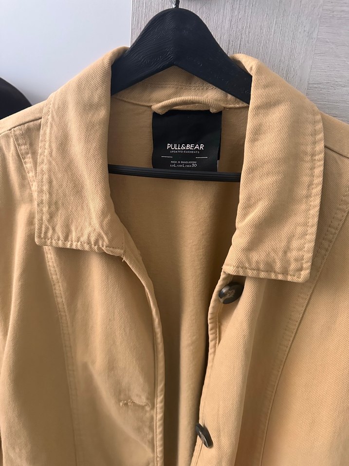 Düğmeli Bej Midi Keten Kadın Ceket - Görsel 3