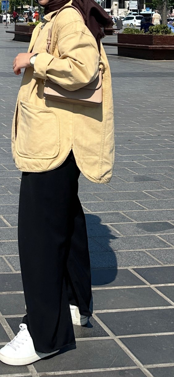 Düğmeli Bej Midi Keten Kadın Ceket - Görsel 4