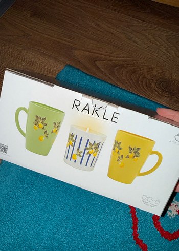 RAKLE Limon Desenli 3'lü Renkli Kupa Seti - Görsel 2