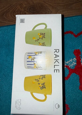 RAKLE Limon Desenli 3'lü Renkli Kupa Seti - Görsel 6