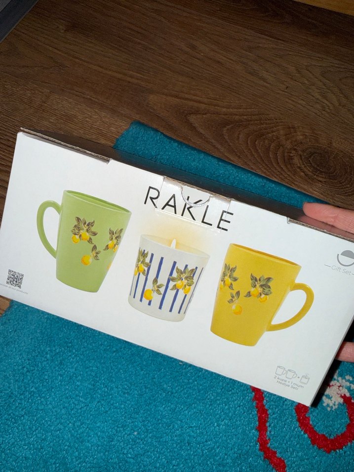 RAKLE Limon Desenli 3'lü Renkli Kupa Seti - Görsel 2