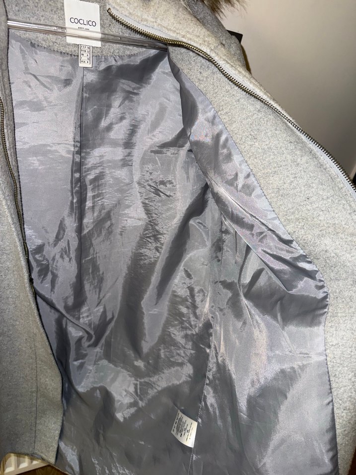 Gri Midi Yünlü Kürklü Kaban 34 - Görsel 5