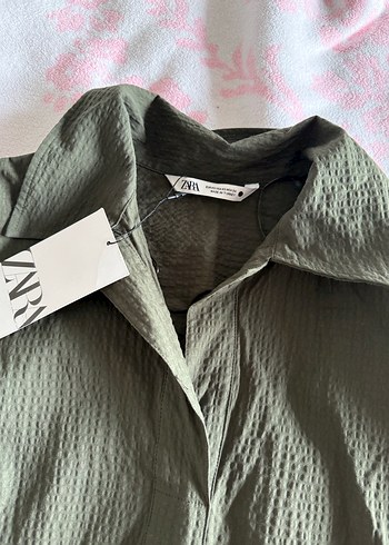 Kadın V Yaka Düğmeli Keten Gömlek - Görsel 2