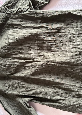 Kadın V Yaka Düğmeli Keten Gömlek - Görsel 5