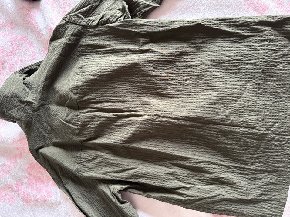 Kadın V Yaka Düğmeli Keten Gömlek - Görsel 5