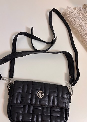 Elle orjinal Deri Siyah Kareli Kadın Çantası - Görsel 2